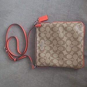 Coach F35940 North/South Crossbody in Signature Khaki/Orange